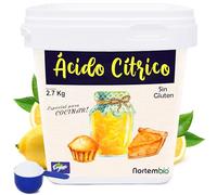 Nortembio Ácido Cítrico Anhidro Ecológico 2,7 Kg. Grado Alimentario, 100% Puro. Acidulante y Conservante para Cocina y Repostería. Especial para Limonada y Mermeladas. E-Book con Recetas Incluido.