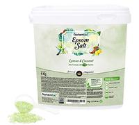 Nortembio Sal de Epsom 6 Kg. Fragancia Limón y Coco. Sal de Baño Hidratada con Vitamina C y E. Relajación de Músculos, Aromaterapia y Buen Sueño. E-Book Incluido.