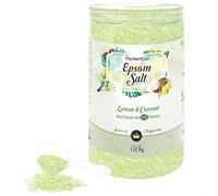 Nortembio Sales de Epsom con Fragancias 1,25 kg Sal de Magnesio Premium para Baño Relajante y Cuidado Muscular, Ideal para SPA en Casa + eBook de Regalo (Limón y Coco)