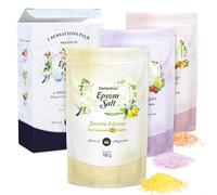 Nortembio Sales de Epsom Pack Regalo Fragancias Canela, Jazmín, Rosas 3 x 180g | Magnesio Natural con Vitaminas C y E | Baños Relajantes, Spa, Hidratación + E-Book Gratis
