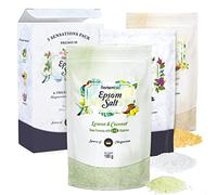 Nortembio Sales de Epsom Pack Regalo Fragancias Limón y Coco + Vainilla y Canela + Pura 3 x 180g | Magnesio Natural con Vitaminas C y E | Baños Relajantes, Spa, Hidratación + E-Book Gratis