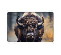 North American Bison - Alfombra de franela suave de 60 x 39 pulgadas, espuma viscoelástica antideslizante, ideal para sala de estar y oficina.