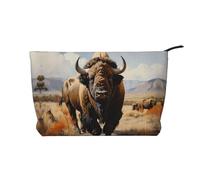 North American Bison Herd - Bolsa de cosméticos de pana de moda, cierre de cremallera, adecuada para viajes, camping y uso diario