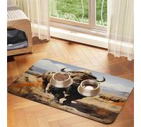 North American Bison Herd - Tapete de comida para mascotas de 23.6 x 15.7 pulgadas, absorbente, antideslizante, de piel sintética, para perros, gatos, parte inferior de goma, de secado rápido, mantel
