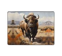 North American Bison Herd - Tapete de franela con estampado de rebaño de bisonte de 80 x 58 pulgadas para dormitorio, sala de estar, sala de estudio, alfombra decorativa