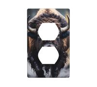 North American Bison - Kit de panel de pared dúplex de 11,4 x 7 cm, cubierta de enchufe de toma de corriente para interruptor de luz, (1 pieza).