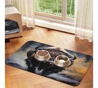 North American Bison - Tapete de comida para mascotas, 17.2 x 11.8 pulgadas, absorbente, antideslizante, de piel sintética, tapete de alimentación para perros, gatos, parte inferior de goma, de secado