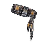 North American Bison - Vendaje deportivo de doble cara con diadema deportiva impresa, adecuada para tenis, ninja, karate, correr y yoga