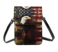 North American Eagle - Bolso cruzado pequeño para mujer, bolso de mano con ranuras para tarjetas de crédito, monedero para teléfono celular, color negro