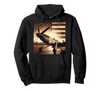 North American P-51 Mustang WW2 Fighter Vintage Bandera de Estados Unidos Sudadera con Capucha