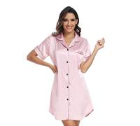 North Bund Camisón Mujer Manga Corta Ropa De Dormir Sexy Cuello En V Casual Camisones Pijama Vestido Verano para Lactancia Premamá Maternidad Rosa S