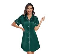 North Bund Camisón Mujer Manga Corta Ropa De Dormir Sexy Cuello En V Casual Camisones Pijama Vestido Verano para Lactancia Premamá Maternidad Verde S