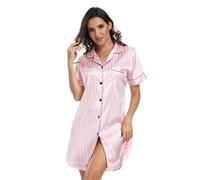 North Bund Camisón Mujer Manga Corta Ropa De Dormir Sexy Cuello En V Casual Camisones Pijama Vestido Verano para Lactancia Premamá Maternidad S