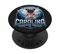 North Carolina Pug Dog Funny Mountain Hiking Diseño al aire libre PopSockets PopGrip Adhesivo
