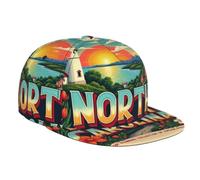 North Carolina Vintage Postca Gorra de béisbol de ala plana, estilo hip hop, rock, actividades al aire libre, golf, Negro, Talla única