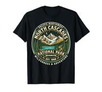North Cascades National Park Washington - Insignia, diseño Retro Camiseta