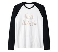 North Charleston South Carolina Vintage diseño Elegante Camiseta Manga Raglan