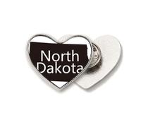 North Dakota Ameusa - Broche de metal con diseño de mapa de corazón