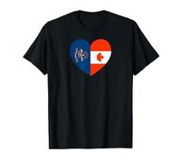 North Dakota and Canada Flags: Heart Shaped Unity Camiseta