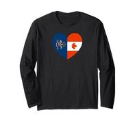 North Dakota and Canada Flags: Heart Shaped Unity Manga Larga