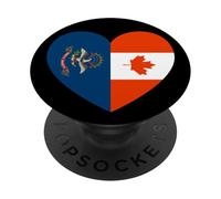 North Dakota and Canada Flags: Heart Shaped Unity PopSockets PopGrip Adhesivo