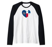 North Dakota and Panama Flags: Heart Shaped Unity Camiseta Manga Raglan