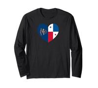 North Dakota and Panama Flags: Heart Shaped Unity Manga Larga