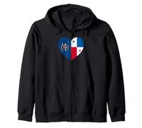 North Dakota and Panama Flags: Heart Shaped Unity Sudadera con Capucha