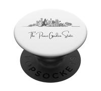 North Dakota Home Black Skyline Travel Art Souvenir PopSockets PopGrip Adhesivo