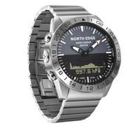NORTH EDGE GAVIA Reloj de Aviador Relojes Digitales Analógicos de Acero Inoxidable de Lujo para Hombres Altímetro Brújula Deportes al Aire Libre Negocios Reloj Ocio Impermeable 200 m, Plateado