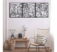 NORTH KAISER Arte de Pared en Metal con Diseño Moderno de Picasso Guernica I Decoración de Pared Abstracta Colgante Para Sala de Estar, Dormitorio y Oficina - Negro (160 x 60 cm)