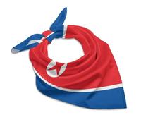 North Korea Flag Soft Imitated Silk Neck Scarf Multi-Purpose Head Hair Wrap Wrist Handkerchief Bag Decor Kerchief For Daily Wear(18"x18")