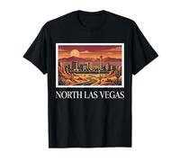North Las Vegas Nevada Desierto Skyline Puesta del Sol Ciudad Arte Camiseta
