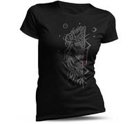 North Legendary - Camiseta para mujer - Freya Diosa Nórdica - Impresión en el pecho, Vikingo, Vikingo, Valhalla, Regalo para Mujeres, rojo sangre., XL