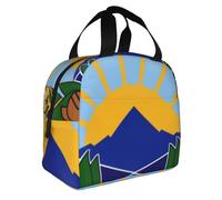 North Macedonia Emblema Nacional Bolso Almuerzo Portátil Caja Picnic Aislada Bolso Viaje Tote Desmontable Caja Almuerzo Reutilizable Térmica Para Mujeres Hombres Niños Escuela Exterior Picnic