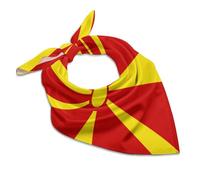 North Macedonia Flag Soft Imitated Silk Neck Scarf Multi-Purpose Head Hair Wrap Wrist Handkerchief Bag Decor Kerchief For Daily Wear(25"x25")