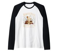 North Pole Book Club Christmas Reading Hot Cocoa Graphic Camiseta Manga Raglan