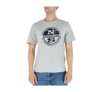 North Sails - Camiseta Blanca Estampada Mangas Cortas Cuello Redondo - Tops - Hombre - Gris - XL -