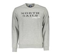 North Sails- Sudadera de Algodón Gris con Estampado de Logo- Sweatshirts & Hoodies- Hombre- Gris- S- Sudadera de Algodón Gris con Estampado de Logo