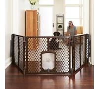 North States MYPET Barrera Extragrande con Puerta pequeña para Mascotas Fabricado en EE. UU. Incluye Puerta con Cerradura para Mascotas Soporte de fijación Ajustable de 97,8 cm