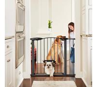 North States MYPET - Puerta para Mascotas EasyPass de 40.5 Pulgadas de Ancho, Equipada con Puerta Ajustable para Mascotas pequeñas. Barras difíciles de Escalar. Montaje a presión. Se Adapta a 75.6 cm