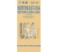 EE.UU. Noreste - Estado de NY & Grandes Lagos, mapa de carreteras plastificado. Escala 1:3.000.000. Borch.: Washington DC, New York City, Central East Coast, Greater Boston, Boston (Borch Map)