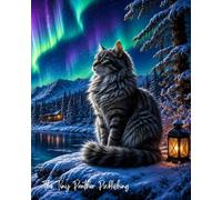 Northern Lights Gray Cat Notebook - 8” x 10” Lined Journal | 70 Sheets | Winter Aurora Cat: A magical lined notebook with a fluffy gray cat beneath a ... for writing, journaling, notes or gifts