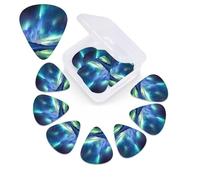Northern Lights - Juego de 12 púas de celuloide de diferentes grosores para guitarra con caja de almacenamiento de púas de guitarra, púa de guitarra personalizada para púas de guitarra acústica