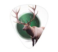 Northern Lights - Juego de púas estampadas con alce - 12 púas de guitarra finas, medianas y gruesas, adecuadas para guitarra, bajo, guitarra eléctrica y ukelele