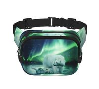 Northern Lights - Riñonera para mujer con estampado de oso polar con correa ajustable para entrenamiento, correr, senderismo, riñonera cruzada, Black, Talla única