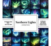 Northern Lights Scrapbook Paper: Decorative double sided craft paper Aurora Borealis themed for scrapbooking, card making, junk journal