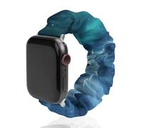 Northern Lights Wolf Scrunchie - Correa de repuesto elástica suave compatible con Apple Watch, 38mm/40mm, Acero inoxidable, No es una piedra preciosa