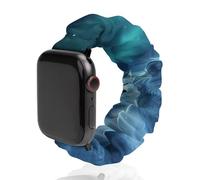Northern Lights Wolf Scrunchie - Correa de repuesto elástica suave compatible con Apple Watch, 42mm/44mm, Acero inoxidable, No es una piedra preciosa