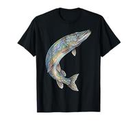 Northern Pike Fish Abstracto Arte Acuático Agua Dulce Camiseta